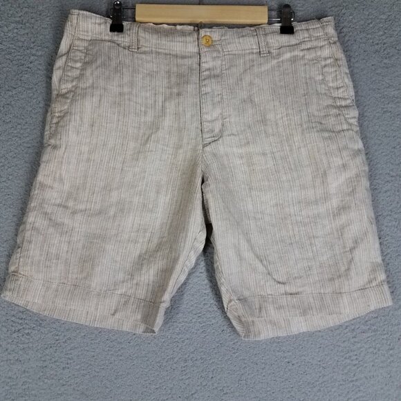 Tommy Bahama Other - Tommy Bahama Linen Shorts Adult Large Beige Tweed Beach Summer Elastic Waist 9"